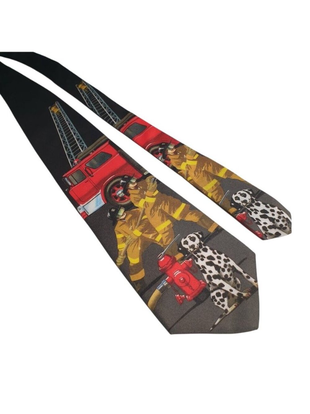 Firefighter Dalmatian Firetruck Ralph Marlin Mens Novelty Necktie Polyester USA